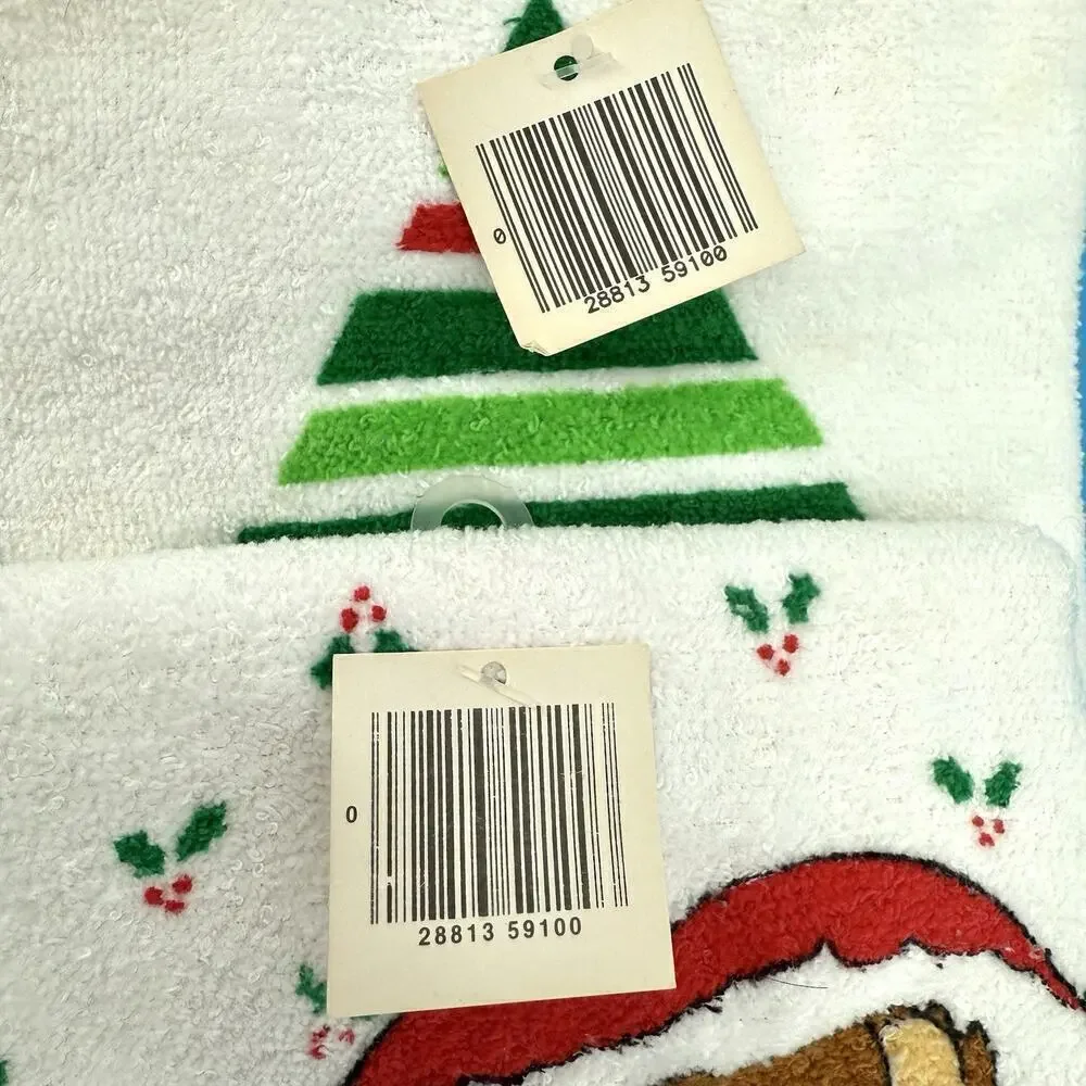 Set of 2 Vintage Hand Towels by Cannon Christmas Time 100% cotton made In USA